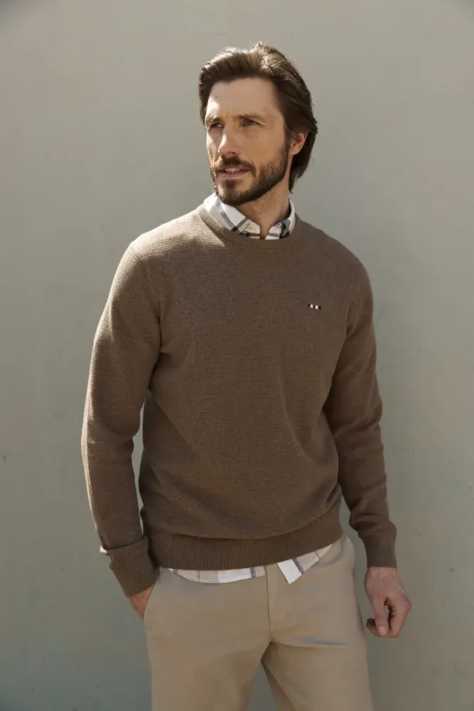 Hovedbilde FQ1924 Kyle Strukture Knit 21900699 - Rain Drum Melange 1909161