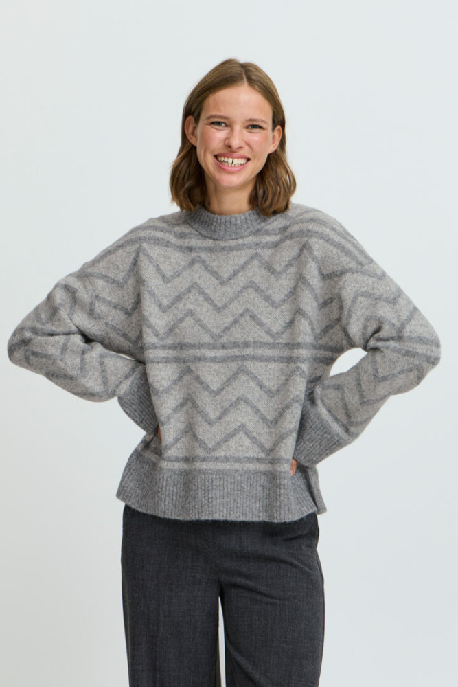 Hovedbilde BYOMEA GEOMETRIC JUMPER 20815659 - MID GREY MELANGE