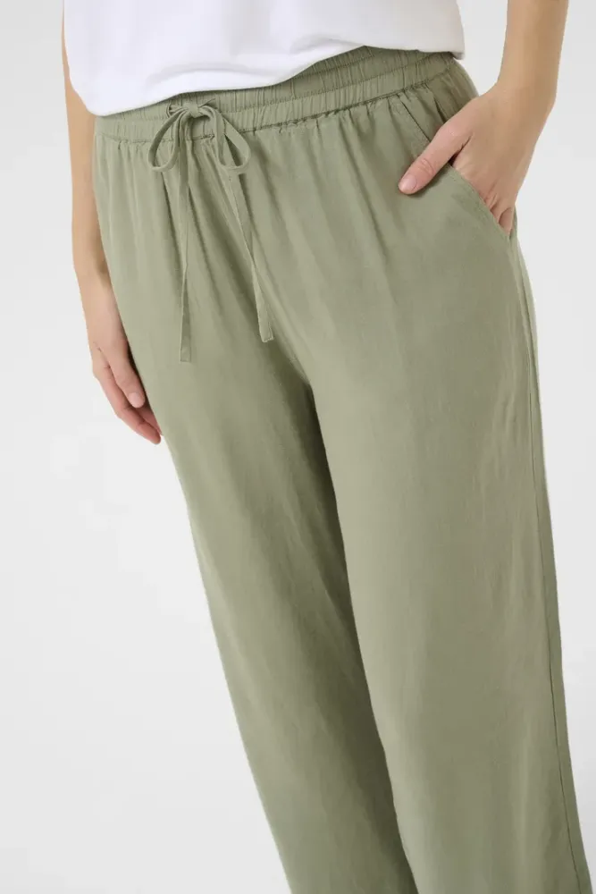 Bilde av Kaffe KAmilia Cropped Wide Pants 10509666 - Oil Green 170115