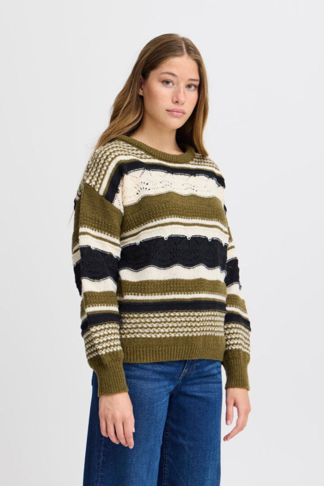 Hovedbilde IHAstra Knit Sweater 20121976 - Mayfly Green Mix 180220