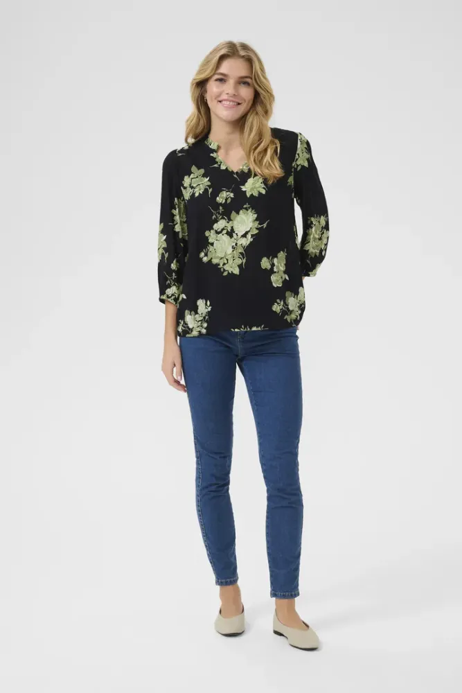 Hovedbilde KAEdita Amber Blouse 10509812 - Black/Green Flowers 107770