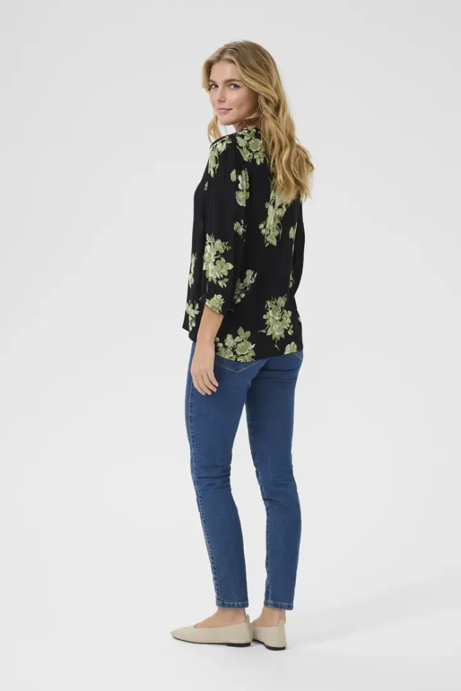 Hovedbilde KAEdita Amber Blouse 10509812 - Black/Green Flowers 107770