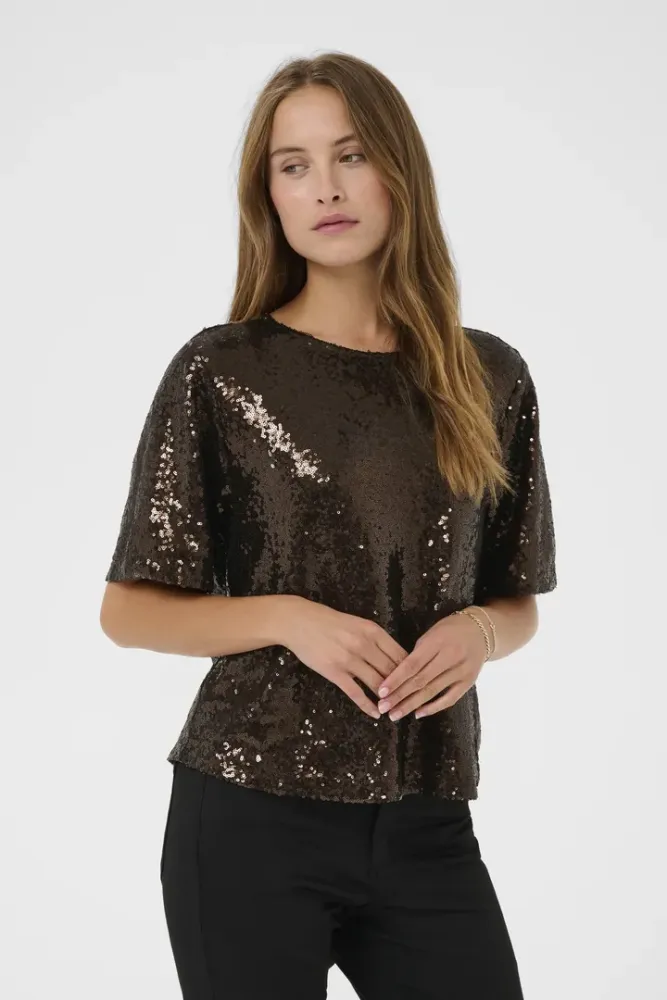 Hovedbilde KAMiranda Sequin Blouse 10510898 - Black Koffee 191111