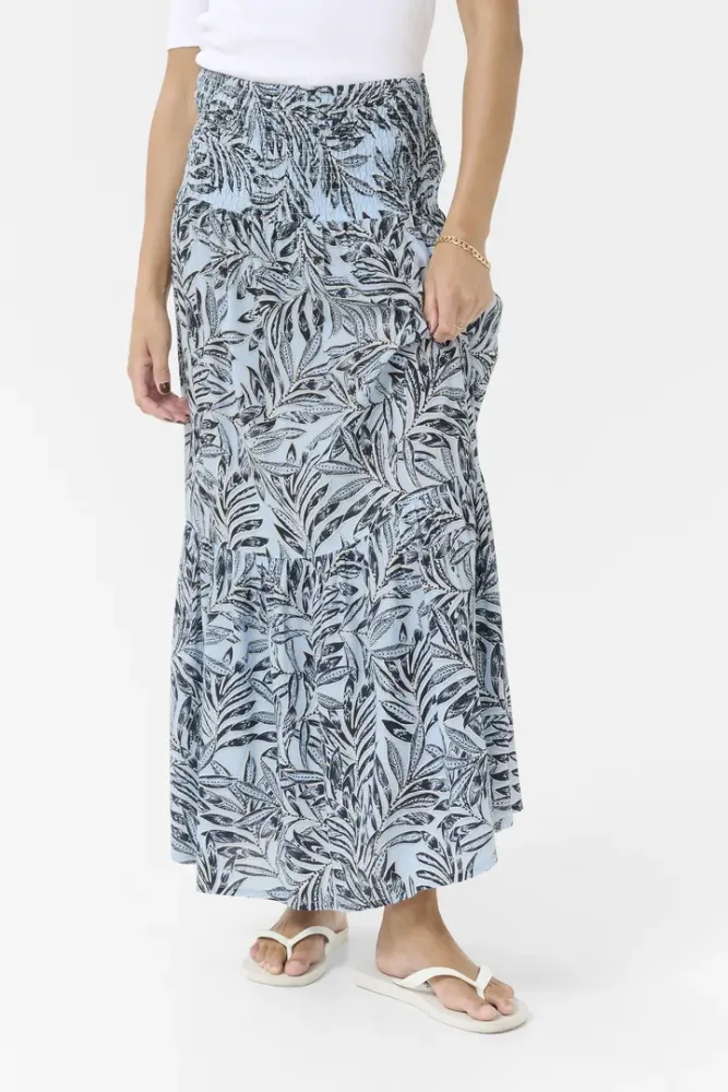 Hovedbilde Kaffe Maxi Smock Skirt 10508816 - Blue Leaf 107562