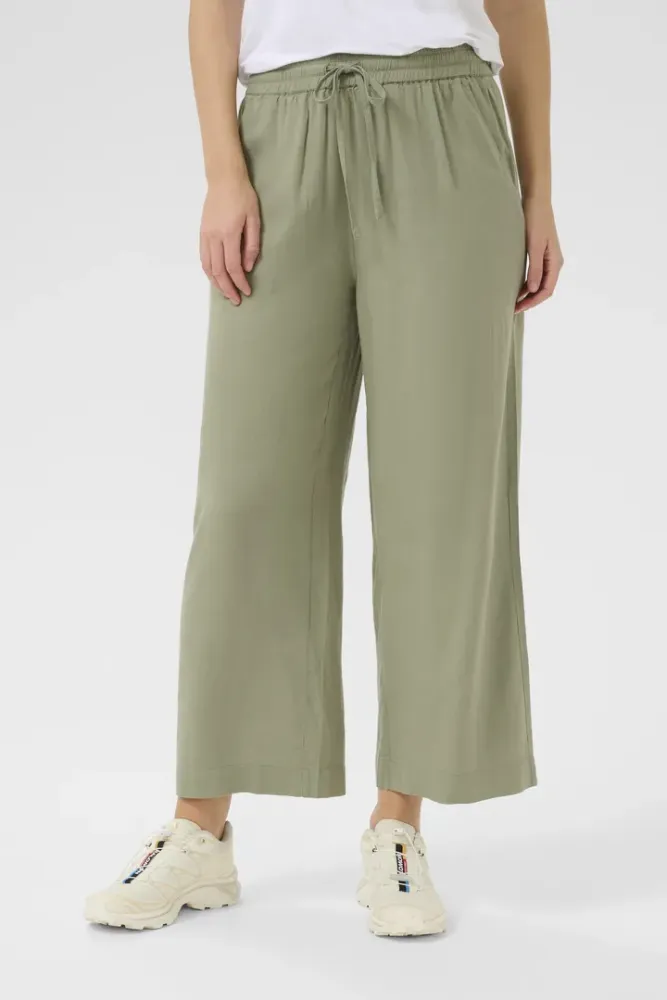 Bilde av Kaffe KAmilia Cropped Wide Pants 10509666 - Oil Green 170115