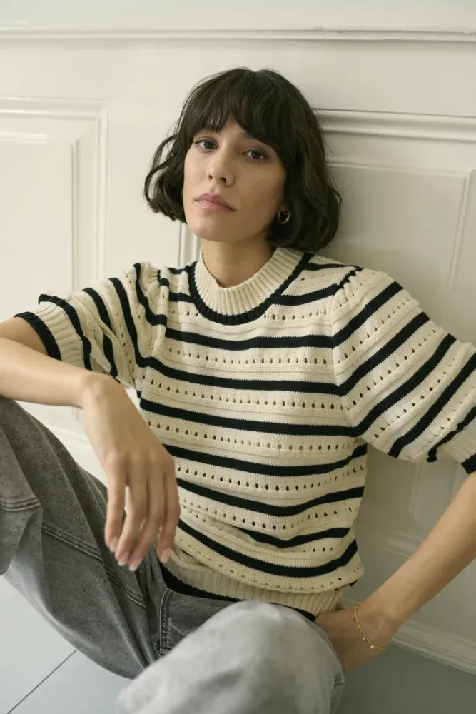 Hovedbilde KAEvelyn Knit Pullover 10509640 - Turtledove/Black 107101
