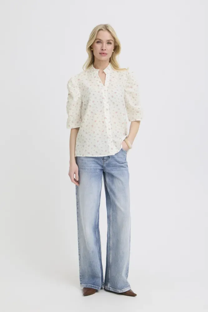 Hovedbilde BY Idida Shirt 2o819341 - White / Pink Roses 900010600