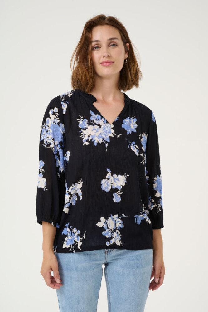 Hovedbilde KAEdita Amber Blouse 10509812 - Black/Blue Flowers 107339