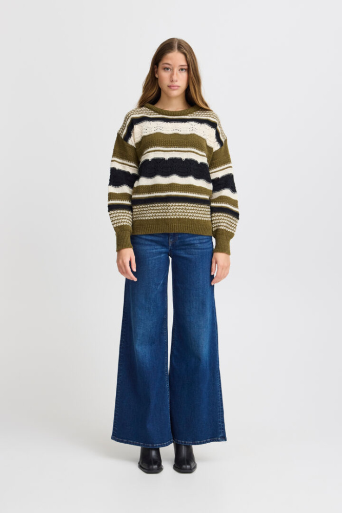 Hovedbilde IHAstra Knit Sweater 20121976 - Mayfly Green Mix 180220