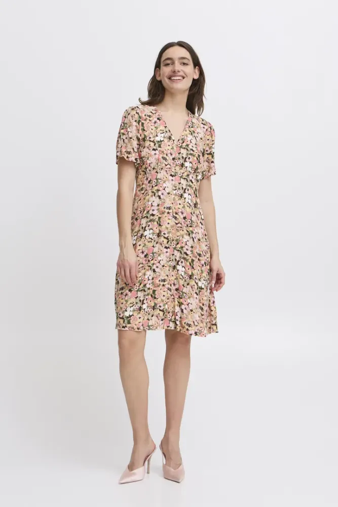 Hovedbilde BYMmjoella Short V-neck Dress 20814532 - Coral Blush Flower 204525