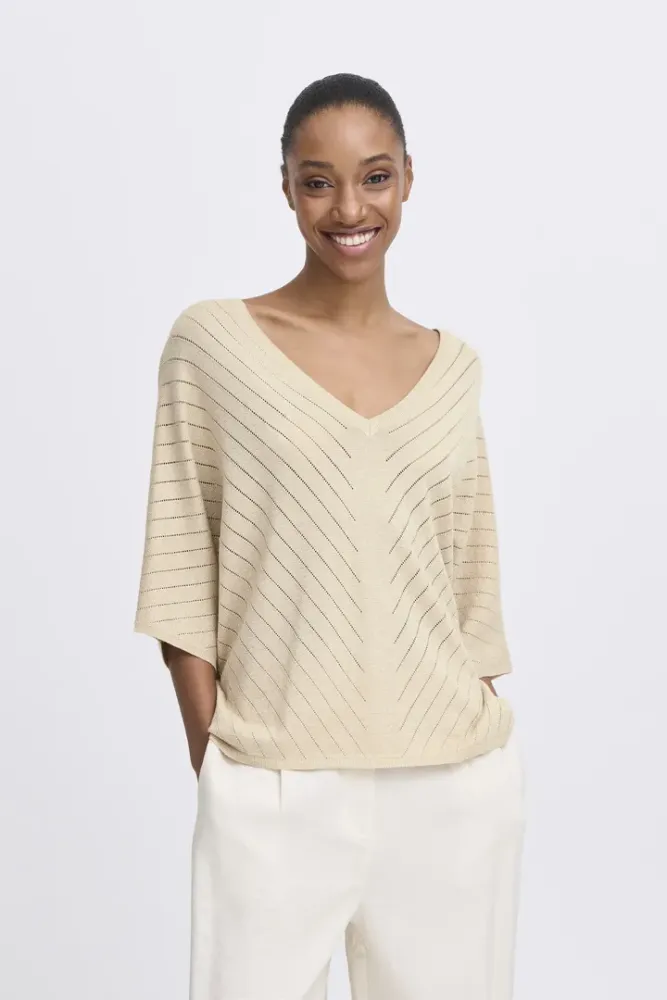 Bilde av BYMobbe V-neck Jumper 20816832 - Frosted Almond 131012