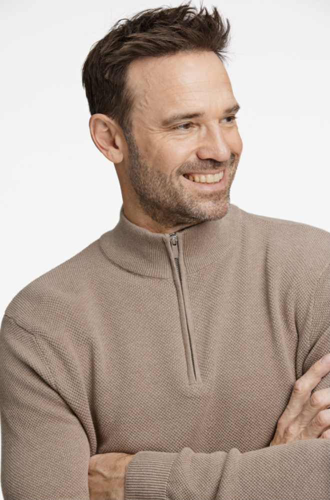 Hovedbilde Jack`s Zip Neck Knit 3-831055 - Sand Melange