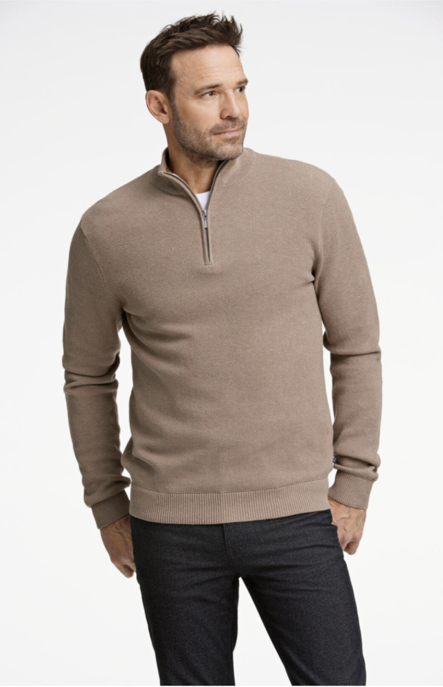 Hovedbilde Jack`s Zip Neck Knit 3-831055 - Sand Melange