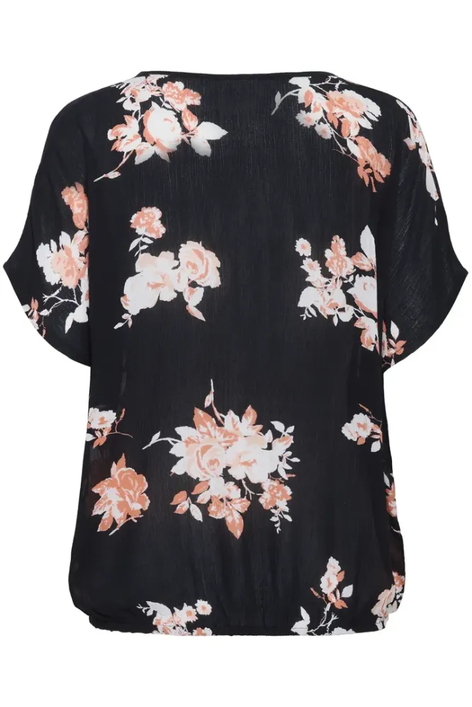 Hovedbilde KAAmber Blouse 10509812 - Black/Peach Flowers 107768