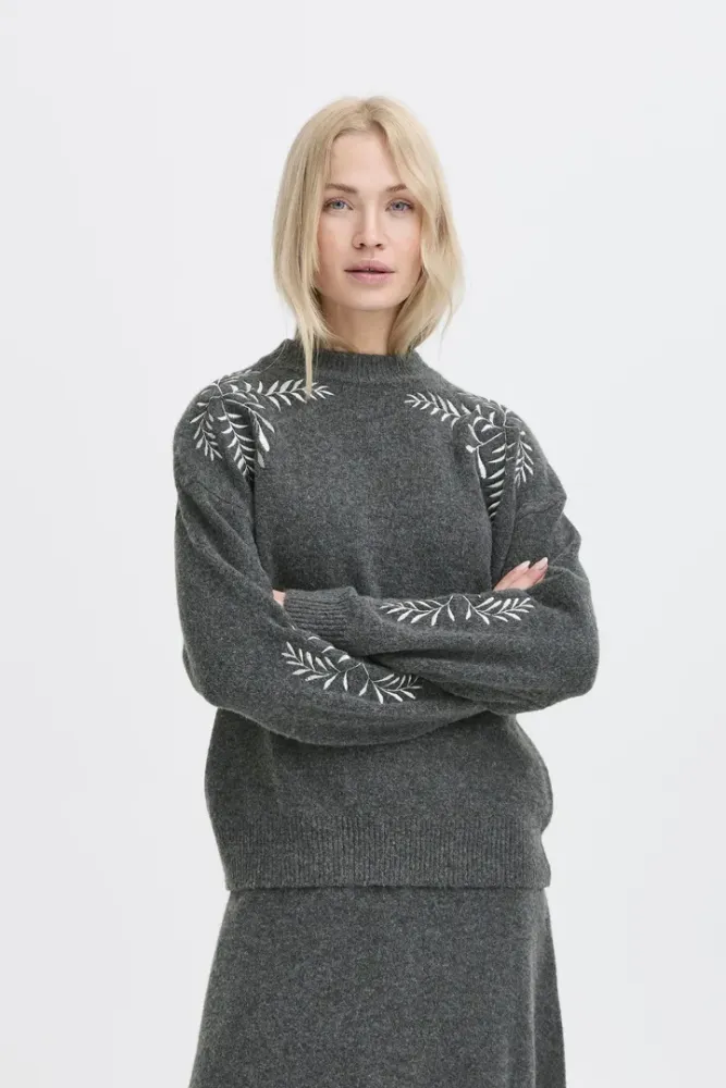 Hovedbilde BYMagge Embroided Jumper 20818186 - Dark Grey 200456