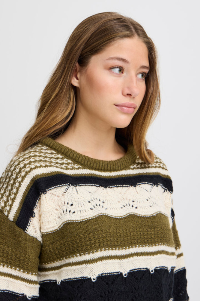 Hovedbilde IHAstra Knit Sweater 20121976 - Mayfly Green Mix 180220