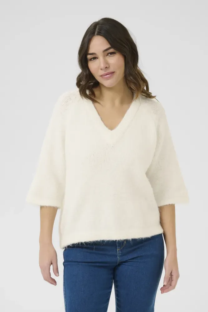 Hovedbilde KAEmilie V-neck Pullover 10509767 - Chalk 110602