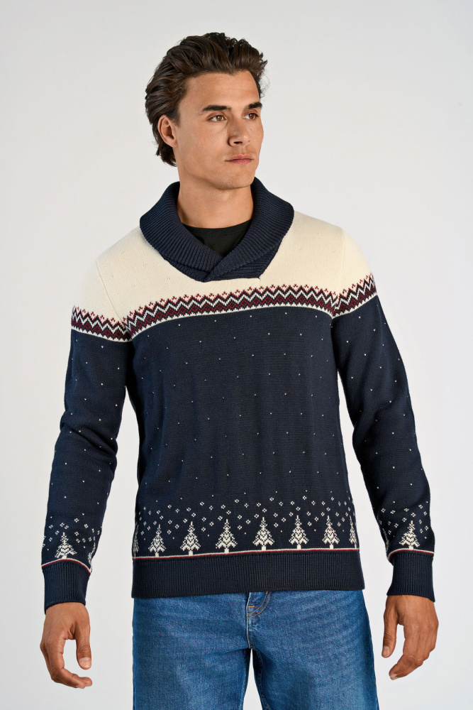 Hovedbilde CXmas shawl collar knit 30-805062 - navy