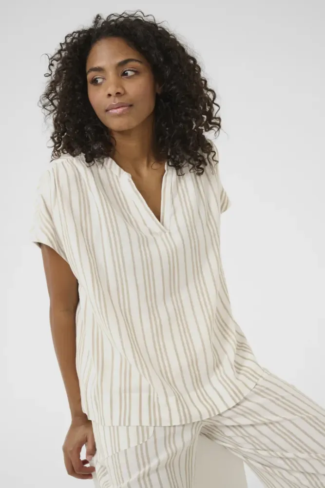 Bilde av Kaffe Kamilla Wing Blouse 10509670 - Chalk Chinchilla Stripe 107125