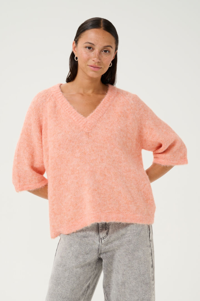 Hovedbilde KAEmilie V-neck Pullover 10509767 - Peach Nectar 141228