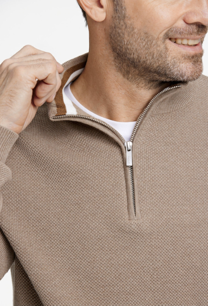 Hovedbilde Jack`s Zip Neck Knit 3-831055 - Sand Melange