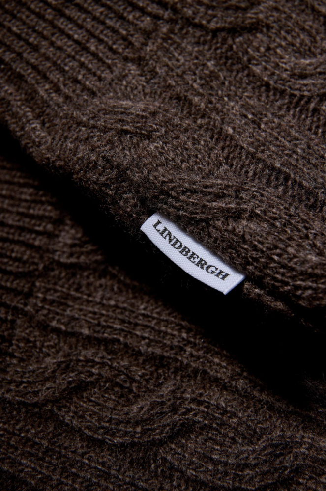 Hovedbilde Lindbergh Lambswool Button Polo 30-800227 - Dark Brown Melert