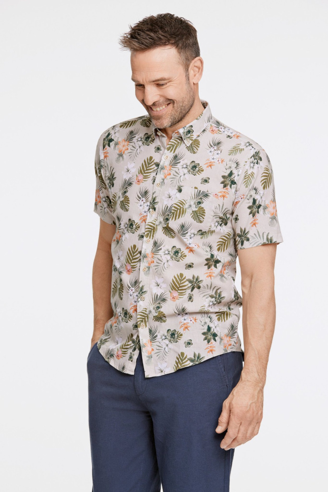 Hovedbilde JACK`S Cotton/linen Shirt 3-210129 - Sand/Green