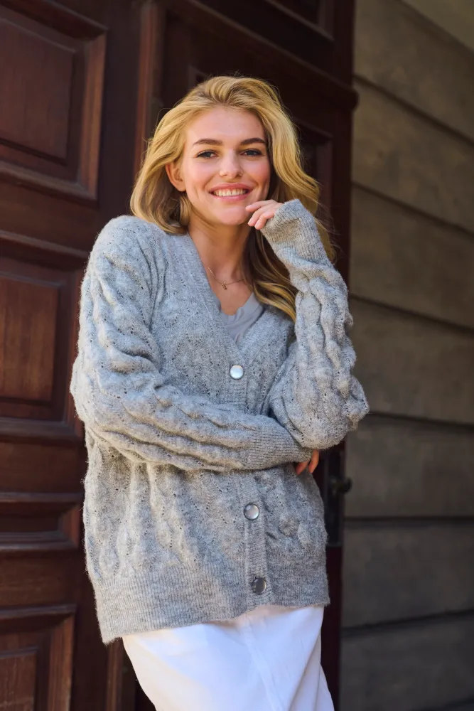 Hovedbilde KAMalene Cardigan 10508764 - Grey Melange 100123