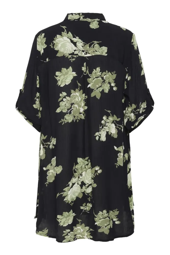 Hovedbilde KAEdita Amber Shirt Dress 10506745 - Black/Green Flowers 107770