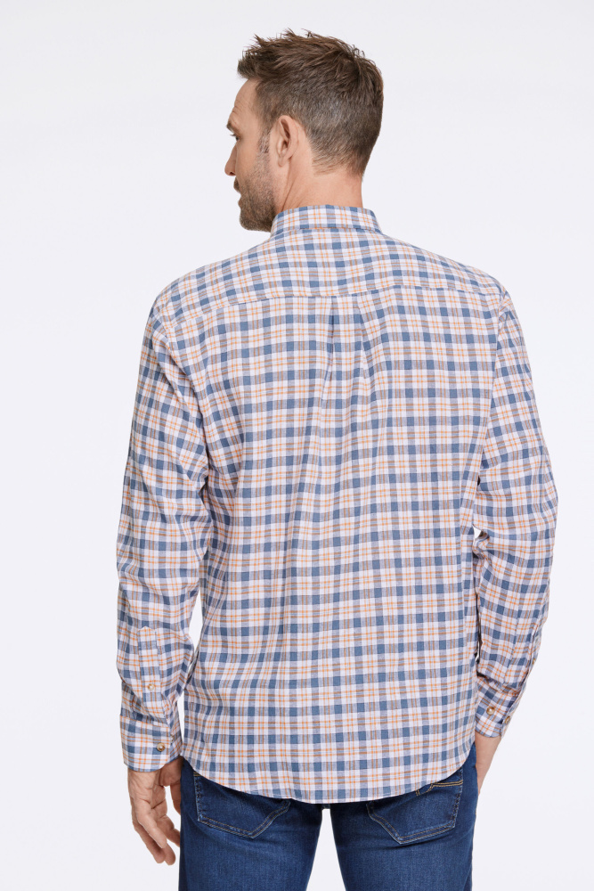 Hovedbilde BISON Checked Cotton/Linen Shirt 80-202232 - Blue/Orange