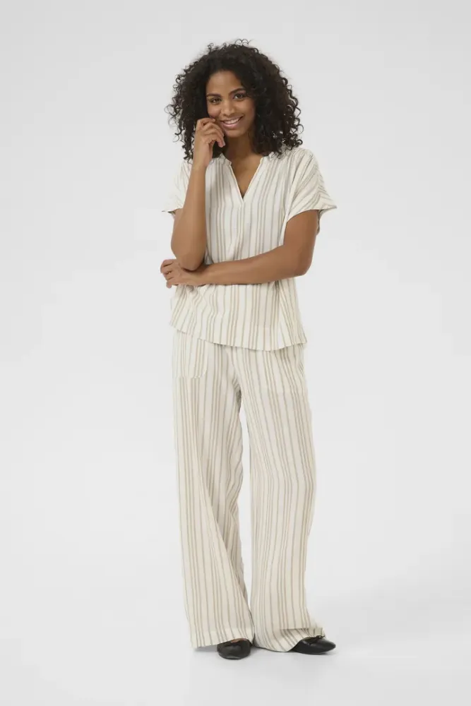 Bilde av Kaffe Kamilla Wing Blouse 10509670 - Chalk Chinchilla Stripe 107125
